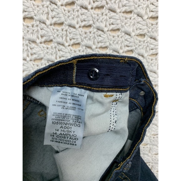 Wrangler Jeans Sz 14 Husky Straight Dark Blue Denim Adjustable Waist W30 L27 - Picture 6 of 10